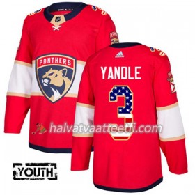 Lasten NHL Florida Panthers Pelipaita Keith Yandle 3 Adidas 2017-2018 Punainen USA Flag Fashion Authentic